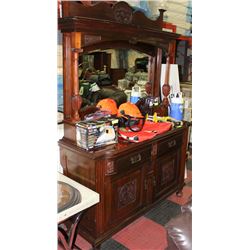 VINTAGE WOOD CARVED SIDE BOARD