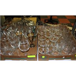 TWO FLATS OF GLASSWARE ETC.