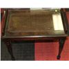 Image 1 : WOOD & WICKER WITH GLASS TOP END TABLE