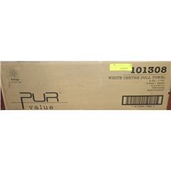 CASE OF 6 ROLLS OF 2-PLY WHITE CENTER PULL PAPER