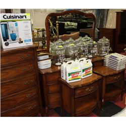 DRESSER W/ MIRROR, 2 NIGHT STANDS