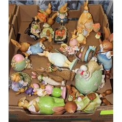 FLAT OF BUNNY FIGURINES
