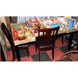 WOOD TABLE WITH LEAF & 3 CHAIRS