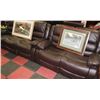 Image 1 : MARTIN BROWN LEATHER DUAL RECLINING SOFA & LOVE