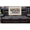 Image 3 : MARTIN BROWN LEATHER DUAL RECLINING SOFA & LOVE