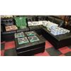 Image 1 : NEW BLACK LEATHERETTE SECTIONAL WITH OTTOMAN