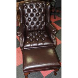 NEW LEATHERETTE WINGBACK CHAIR WITH OTTOMAN