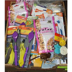 FLAT OF ASSORTED CAT CARE & TOYS