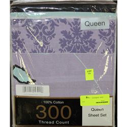 100% COTTON 300 THREAD COUNT QUEEN SIZE SHEET SET