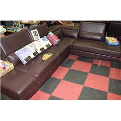 SHOWHOME BROWN LEATHERETTE SECTIONAL WITH LIFT TOP