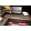 Image 2 : SHOWHOME BROWN LEATHERETTE SECTIONAL WITH LIFT TOP