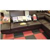 Image 3 : SHOWHOME BROWN LEATHERETTE SECTIONAL WITH LIFT TOP