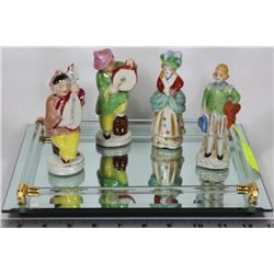 OCCUPIED JAPAN FIGURES & MIRRORED TRAY