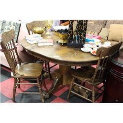 CLAW-FOOT OAK TABLE & 4 CHAIRS