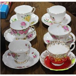 6 ENGLISH BONE CHINA CUP & SAUCERS