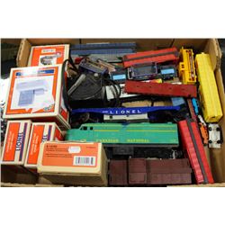 BOX OF LIONEL TRAINS & ACCESSORIES
