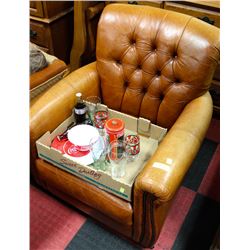 LEATHER WING-BACK CHAIR