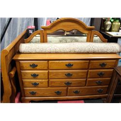 BEDROOM SUITE CONSISTING OF DRESSER WITH MIRROR,