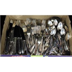LARGE TRAY OF SILVER PLATED CUTLERY