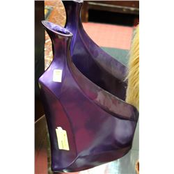 PAIR OF PURPLE DESIGNER VASES