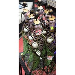 SET OF 3 AFRICAN LADY STATUE METAL ART