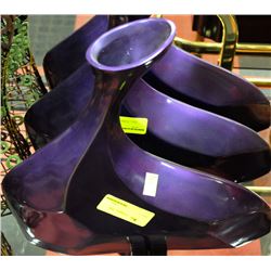 SET OF 3 PURPLE DESIGNER VASES