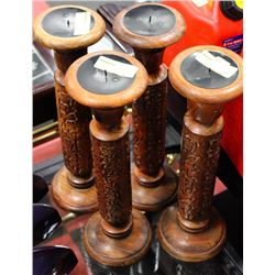SET OF 4 WOODEN CANDLE STICKS