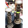 Image 1 : PAIR OF WOODEN CANDLE STICKS - 1 WITH CRACK