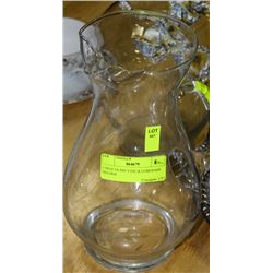 LARGE GLASS VASE & LEMONADE PITCHER
