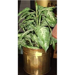 LARGE COPPER POT W/ ARTIFICAL SHRUB