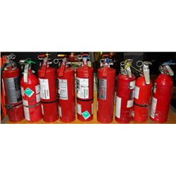 CRATE OF NINE 5LB ABC FIRE EXTINGUISHERS