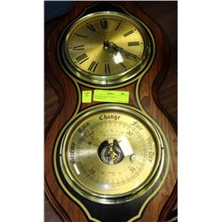 WOODEN WALL CLOCK / BAROMETER