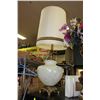 Image 1 : LARGE BRONZE TONE AND PEARL WHITE LAMP
