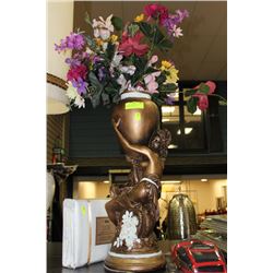 BRONZE TONE GREEK LADY HOLDING VASE WITH