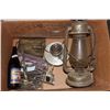 Image 1 : BOX WITH LANTERNS, RAILROAD TRACK, COWBELL, ETC