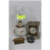 Image 1 : BASKET OF COLLECTIBLES INCLUDING OIL LANTERN,