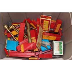 TOTE WITH DRILL BITS, WELDING HARDWARE ETC