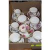 Image 1 : TRAY OF ASSORTED FINE CHINA CUPS & SAUCERS