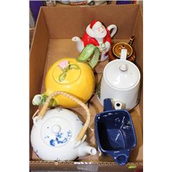 TRAY OF ASSORTED TEA POTS