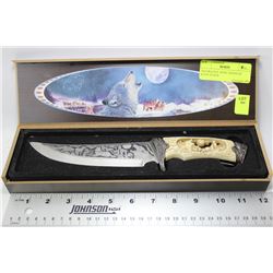 DECORATIVE 'BONE' HANDLED KNIFE IN BOX