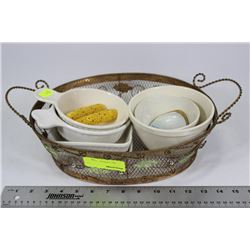 BASKET WITH DISHES ETC