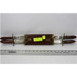 DECORATIVE WOODEN HUNTING/CARVING KNIFE SET & CASE