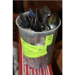 CUP OF ASSORTED VINTAGE SPOONS