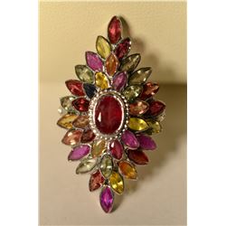 Sterling Silver Multi Gem Ring MSRP $1100