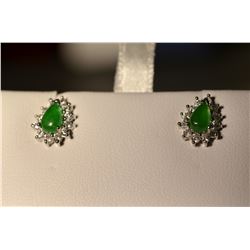 Sterling Silver Jade Earrings MSRP $511