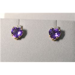 10K Gold Amethyst & CZ Earrings