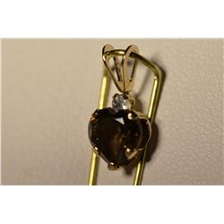 10K Gold Smokey Quartz/Alexandrite Pendant