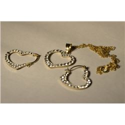 10K Gold Cubic Earrings/Pendant Set MSRP $822