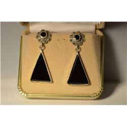 Sterling Silver Onyx & Marcasite Pendant