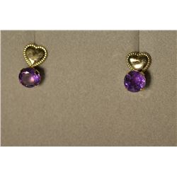 14K Gold Amethyst Earrings